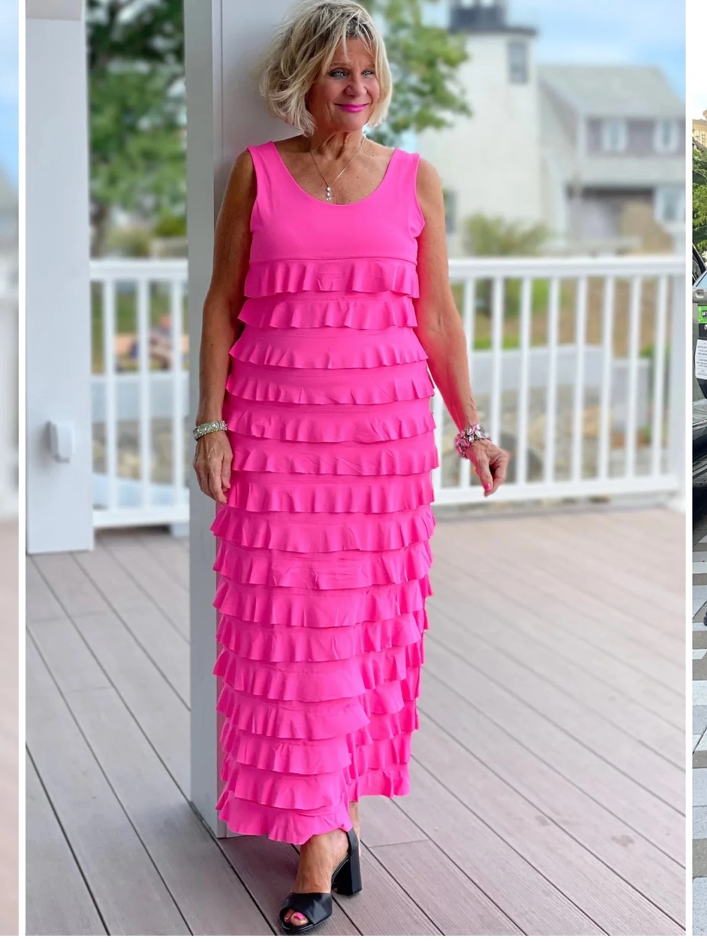 NWT Lulu-B Hot Pink Cha Cha Ruffle Maxi Dress Resort Wear 2X Plus Size Vacation
